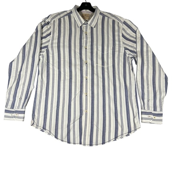 Tommy Bahama Other - Tommy Bahama Jeans Mens XL‎ Blue White Striped Button Down Shirt Long Sleeve p